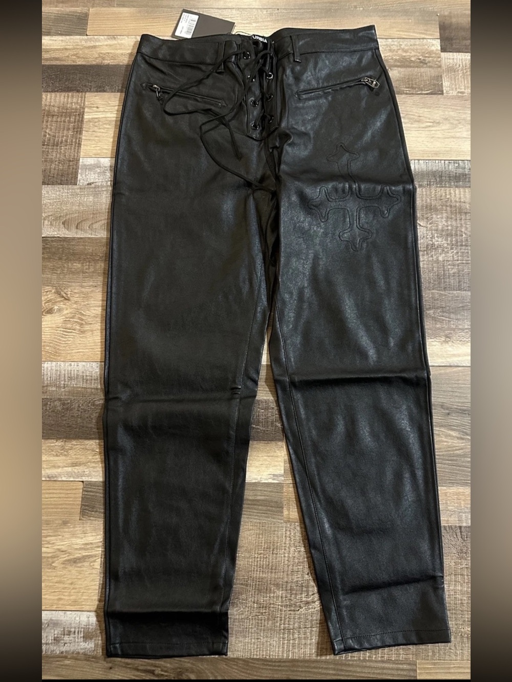 Disturbia Slain Faux Leather Black Pants Women’s UK Size 16 US 12